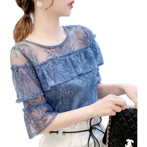 Off Shoulder Women Spring Summer Style Chiffon Blouses Shirts Lady Casual Short Sleeve O-Neck Chiffon Blusas Tops ZZ0709
