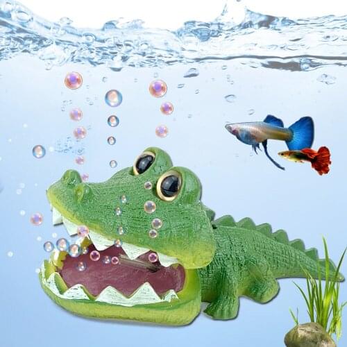 Crocodile Resin Ornament Aquarium Air Pump Decoration Aquarium Micro Landscape Air Stone Fish Tank Oxigen Accessories