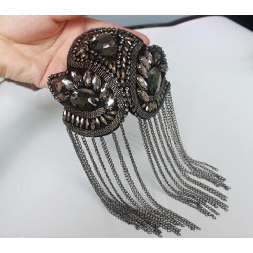 Handmade big size jewelery tassel big shoulder brooch epaulet /epaulettes spikes/escapulario blazer accessories/pin