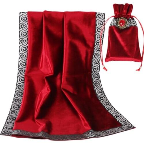 Y1UC High-grade Velvet Divination Altar Cloth Board Game Tablecloth with Bag Witch Astrology Oracle Card Pad
