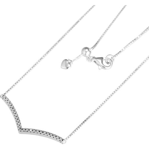 Shimmering Wish Choker Necklace Clear CZ Fashion Pendant Necklaces for Women 925 Sterling Silver Necklaces Femme Collier Jewelry