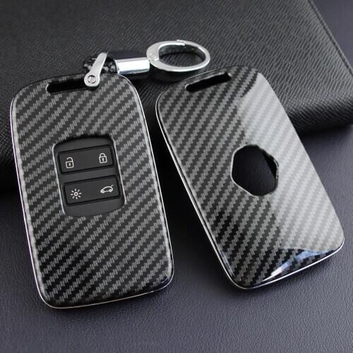 Hard Carbon Fiber Smart Car Key Cover Fob Case Chain For Renault Kadjar Megane Koleos