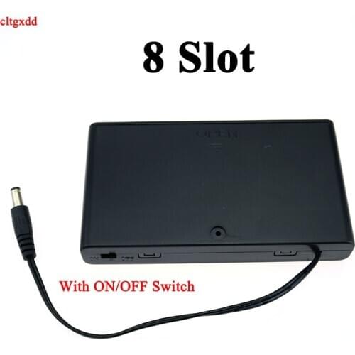 1PCS 8 x AA 1.5V Plastic Battery Case Storage Box Enclosed Holder With DC 5.5*2.1 Power Jack Male Plug With Cover Wire Lead
