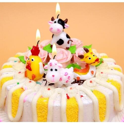 1 pcs Animal Candles cartoon Zodiac Cake Shine Party Cake Topper Baby Kids Birthday wedding Annivesary Party Decoration Tools