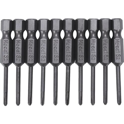 10 Pcs 1/4" Hex 50mm Length 2.5mm Phillips PH0 netic Screwdriver Bits