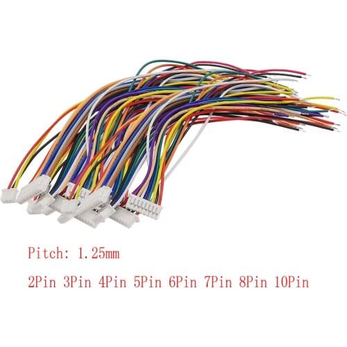 10Pcs JST 1.25mm Wire Cable Connector Pitch 1.25 2/3/4/5/6/7/8/10Pin Electronic Wire Connectors Lenght 30cm