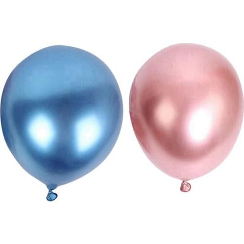 100Pcs 10 Inch Metallic Latex Balloons Thick Chrome Glossy Metal Pearl Balloon Globos for Party Decor - Rose Gold & Blue