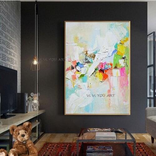 100% Modern Color Hand Painted Canvas Oil Painting Wall Art Abstract For Living Room Cuadros De Laminas Pared Decorativas