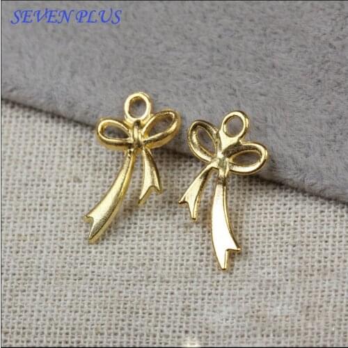 High Quality 20 Pieces/Lot 11mm*20mm Gold color Diy Jewelry Making Charm Bow Tie Charms