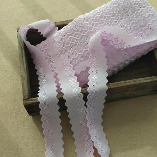 20Yards 3cm Pink Lace Trim Cotton Embroidery Water Soluble DIY Sewing Craft Fabric for Curtain Clothing Accessories