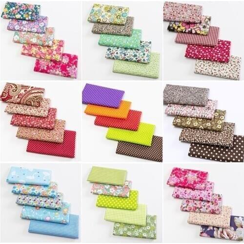 24x25cm Flower Print Cotton Fabric Patchwork Vintage Handmade Sewing Fabric Thin Cloth 5 Pieces/Lot