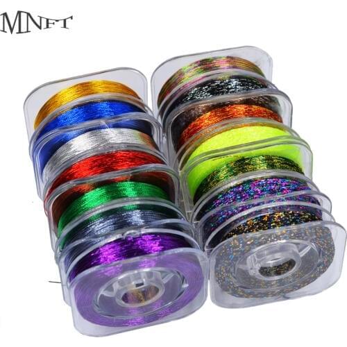 MNFT 7Pcs Rod Building Wrapping Thread Fishing DIY Fishing Guide Ring Eyelet Fixing Threads 14 Colors Metallic Bright Flash Line