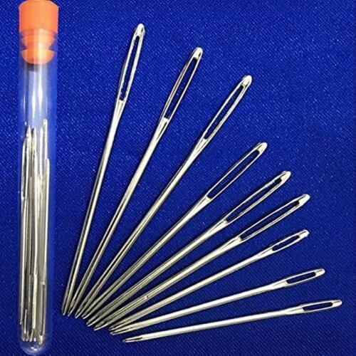 Large-eye Blunt Needles Steel Yarn Knitting Needles Sewing Needles, 9 Pieces AA7381