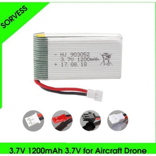 Sorvess 3.7V 1200mAh 25C Li-Po Battery Rechargeable Batteries With Plug For HJ R/C X5SW M18 H5P X5 Four Axis Aircraft Drone