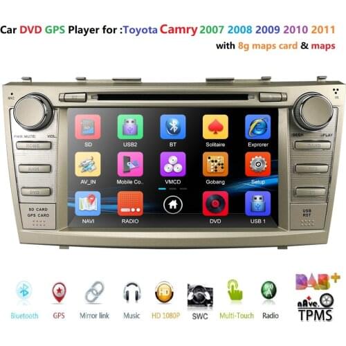 2din 8 inch car dvd gps navigation for toyota camry 2007-2011 car radio multimedia player car Monitor steering wheel Camera TPMS