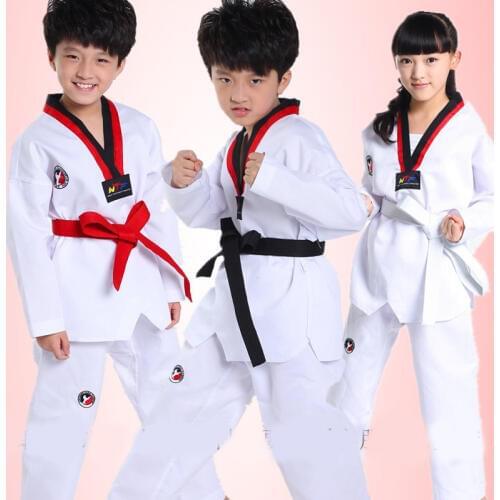 White Long Sleeves Kids Judo Kimono Clothes Children Karate Competition Performance Costumes Boys Girls Taekwondo Suits