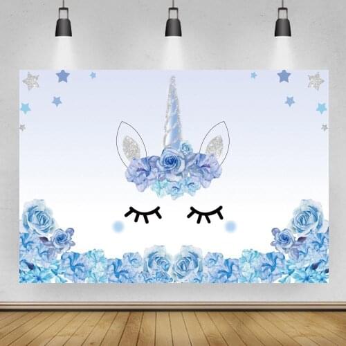Lavender Florals Unicorn Princess Backdrops Photography Newborn Baby Shower 1ST Birthday Cake Table Decor Backgrounds