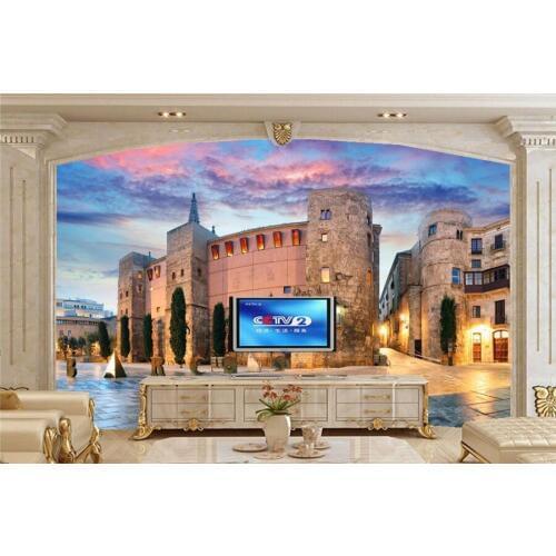Large 3d wallpaper,Spain Temples Houses Sky Street lights City wallpaper,living room sofa tv wall bedroom mural papel de parede