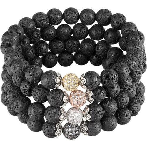 JAAFAR bead bracelet 8mm natural stone bracelet men bracelet inlaid zircon rhinestone bracelet womens elastic ball washer AS241