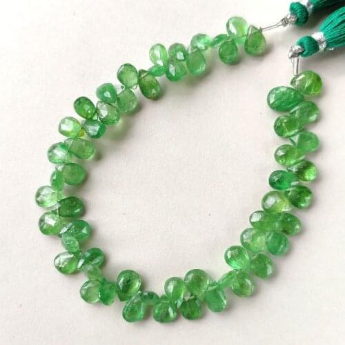 LOOSE BEADS green Tsavorite drop flat faceted wholesale for DIY jewelry necklace 20cm nature