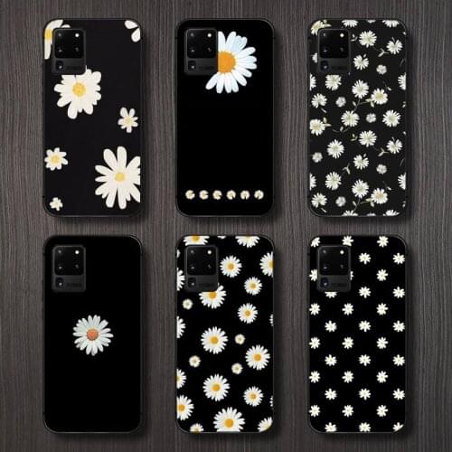 Black White Flower Daisy Phone Case For Samsung A32 A51 A52 A71 A50 A12 A21S S10 S20 S21 Plus Fe Ultra