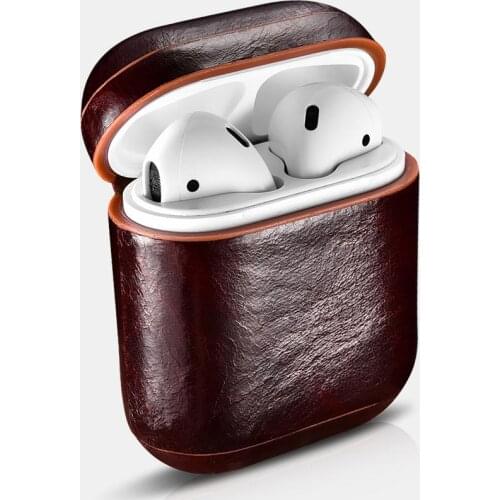 Genuine Leather Case for AirPods Case Oil Wax Genuine Leather Earphone Cases for AirPods Bluetooth Earphone Protective Case