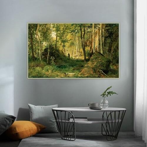 Citon Ivan Shishkin《Landscape with a hunter.Valaam Island》Canvas Art Oil Painting Picture Backdrop Wall Decor Home Decoration