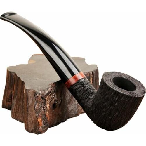 Wooden Pipes for Smoking Cigar Briar Wood Bent Type Pipe Carving Pipes Smoke Tobacco Cigarettes Filter Dismountable Handle Pipe