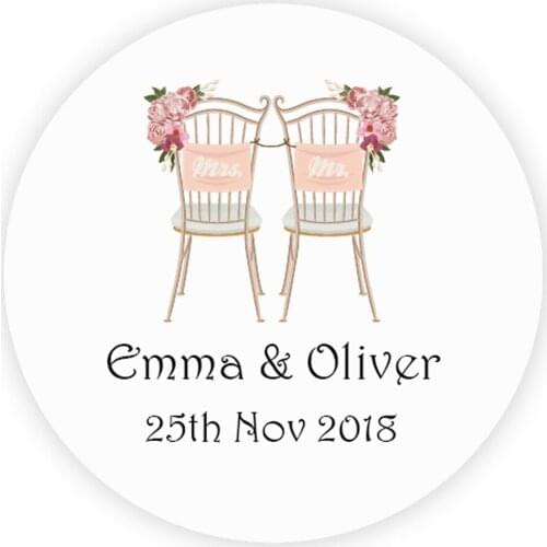 DouxArt 100 Pieces Custom Personalized, Wedding Stickers, 40mm Wedding Party Communion Celebrate Gift Box Labels Seals P100