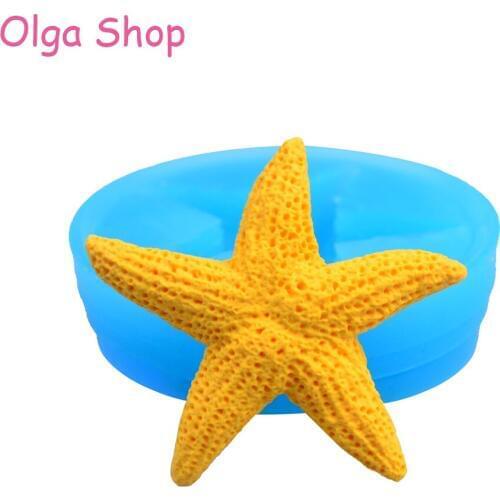 DYL198 48mm Big Starfish Silicone Mold - Fondant Sugarcraft Resin Soap Wax Chocolate Cookie Cotton Candy Mould