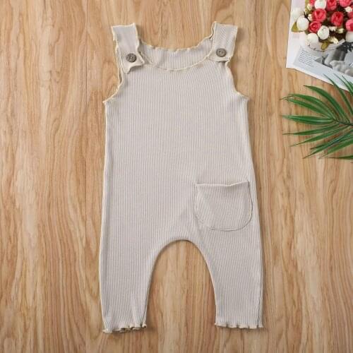 Emmababy Newborn Baby Boy Girl Clothes Solid Color Sleeveless Knitted Cotton Romper Jumpsuit Outfit Sunsuit Playsuit