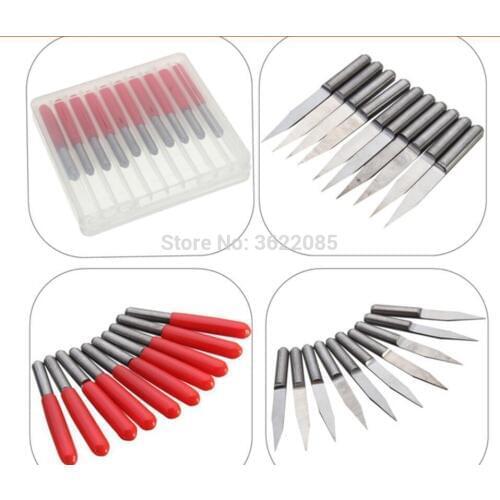 KLOT 10pcs Solid Carbide 1/8"3.175mm Metal PCB Engraving Bit V-shape 15 20 25 30 40 45 50 60 90 Degree 0.1mm/0.2mm CNC Router