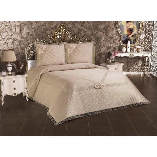 Laced Double Bed Cover Set Jacquard 3 Different Colors 240x250 cm