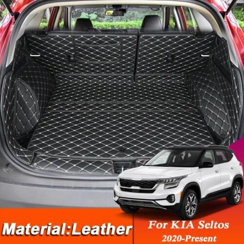 Car Styling Custom Rear Trunk Mat For KIA Seltos 2020-Present Leather Waterproof Auto Cargo Liner Pad Intenral Accessory