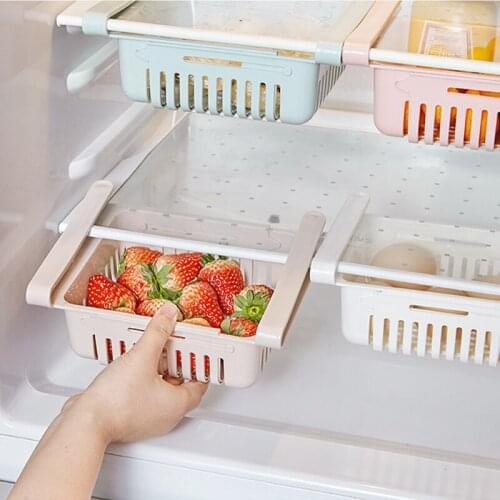 Kitchen Refrigerator Storage Rack Holder Pull-out Refrigerator Storage Box Basket Space Saver Layer Refrigerator Drawer Shelf