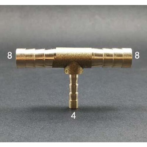 Brass Hose Barb Reducer Fitting Tee 3 Way Splitter 8-4-8mm Water Gas