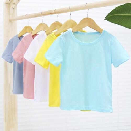 2020 Summer Brand New Baby Girls T Shirts Cotton Kids Solid Color T shirts for Boys T-Shirt Bright White Children Summer Tops