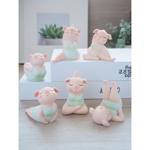Cute Yoga Piglet Decoration Creative Home Furnishing Car Interior Jewelry TV Cabinet Office Desk Healing