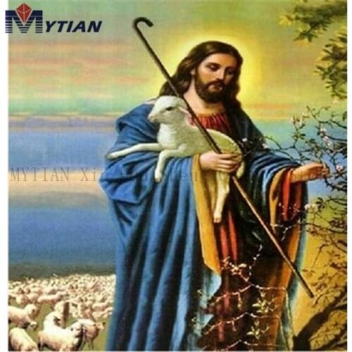 MYTIAN 5D DIY Diamond Embroidery Jesus Sheep Religion DIY Crystal 5D Diamond Painting Full Drill Cross Stitch Kits Home Decor