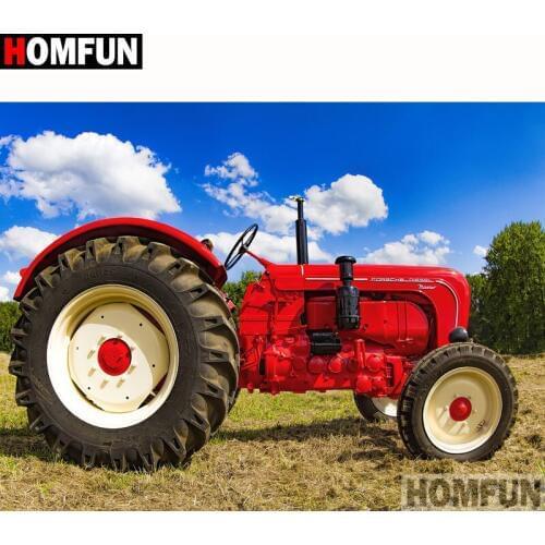 HOMFUN 3D Diamond Painting "Tractor" DIY Full Rhinestones Drill Cross-stitch Kits Square Round Diamond Embroidery A18176