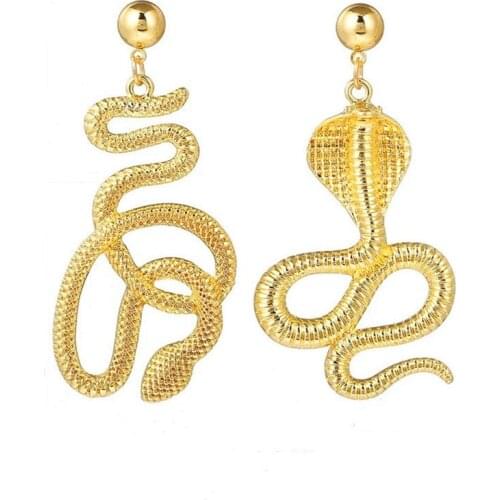 New Stylish Asymmetric Snake Earrings For Women 2021 Fashion Gold Color Statement Stud Earrings Snake Serpent Trend Jewelry