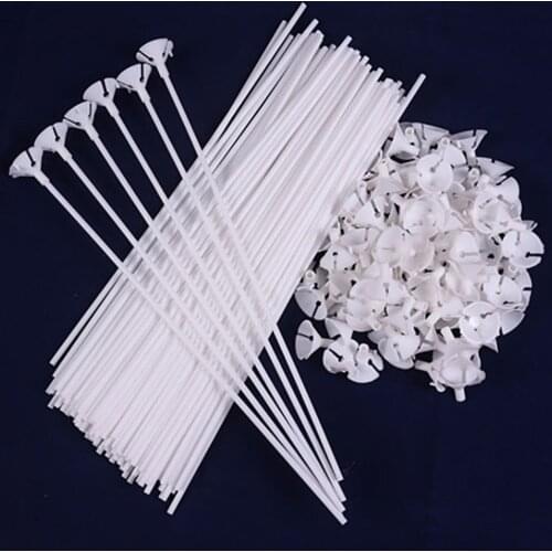 20 Sets/lot Latex Balloon Stick White PVC Rods Balloons Holder Sticks with Clip Balloons Accessories for Wedding Birthday Party