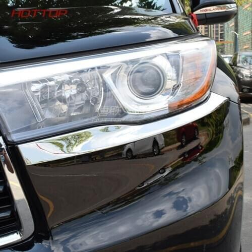 Front Head Light Lamp Detector Frame Stick Styling Abs Chrome Cover Trim For Toyota Highlander 2015 2016 2017 2018