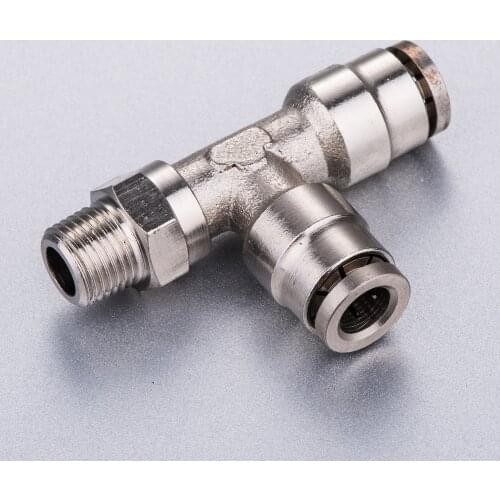 6 8 10 12 4mm Hose Pipe to 1/8" 1/4" 3/8" 1/2" BSPT Thread brass Male Run Tee Pneumatic Fitting Quick Connector Fitting