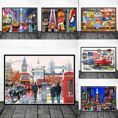 Modern New York City Prints Canvas Art Painting for Room Decoration Oil Painting Paris Street Poster Home Wall Decor Cuadros