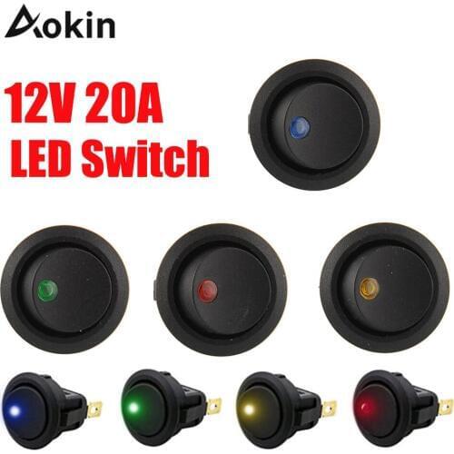 LED Switch 3 pins ON-OFF Rocker Switch 12V 20A led rocker switch Led Dot Light LED illuminated Car Dashboard Dash Boat Toggle