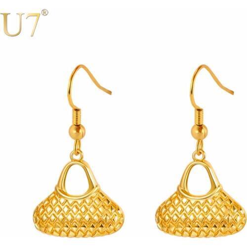 U7 New Cute String Bag Drop Earrings Fashion Jewelry Gold Color Ethnic Statement Dangle Earring For Women Christmas Gift E1006