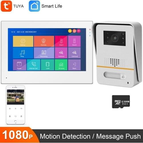 TUYA Intercom System WIFI Video Intercoms for Home Wireless Doorbells Video Intercom Touch Screen Monitor 1080P Doorbell Camera