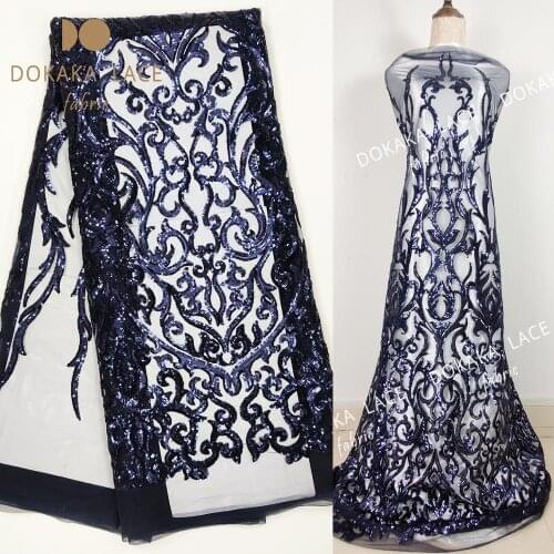 Unique Style 2019 Sequined Net Lace Fabric Sequins Embroidery African Laces For French Lady Dress Sewing Tulle Mesh Net Material