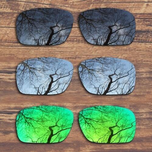 ToughAsNails 3 Pairs Black.Silver.Green Polarized Replacement Lenses for Oakley Holbrook OO9102 Sunglasses